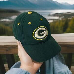Vintage Green Bay Packers Logo Athletic Plain Logo Wool Blend Snapback Hat READ